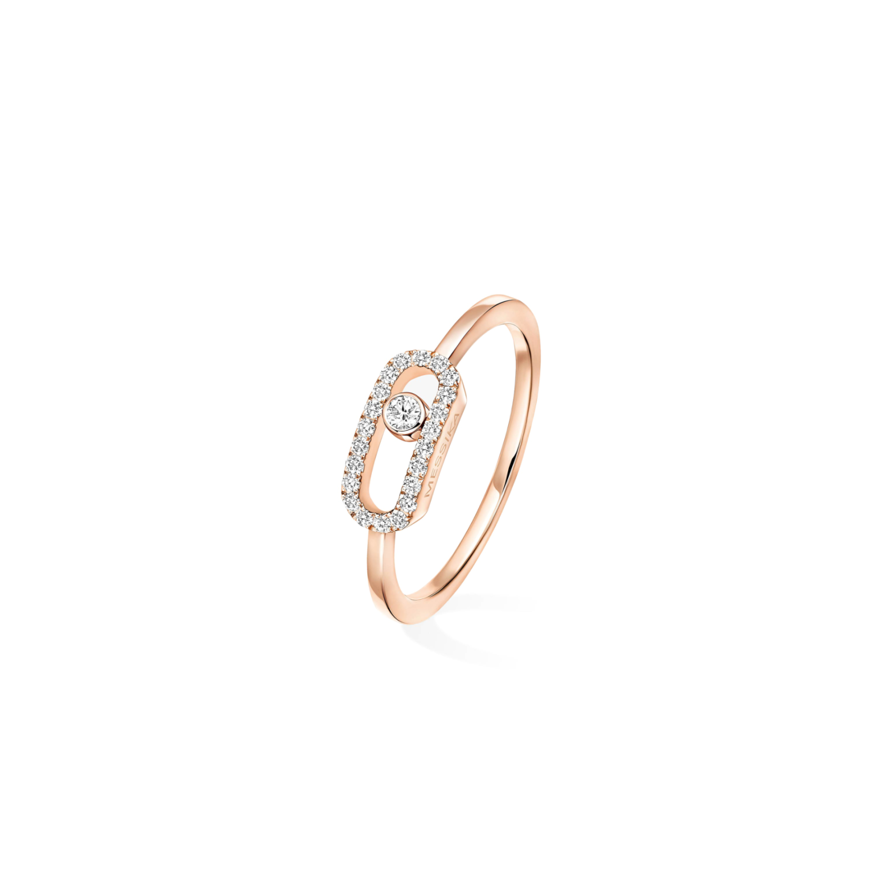 Mes1kaa move uno half pavÉ ring pink gold d1am0nd ring 04705-pg